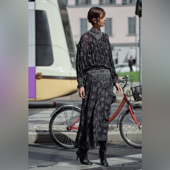ZARA EMBROIDERED BEADED PRINTED DRESS ZW COLLECTION